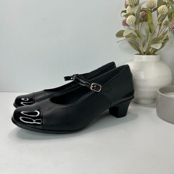 SAS Isabel Mary Jane Heels Black Leather Buckle Shoes 25126472 Women's 8.5W NWOB - Picture 4 of 10